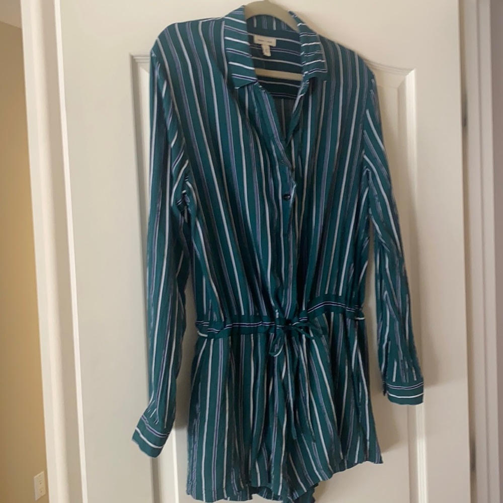 Striped collard romper